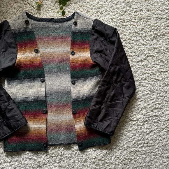 VTG Woolrich Striped Wool Blend Saddle blanket Print Jacket Boho - Picture 6 of 15